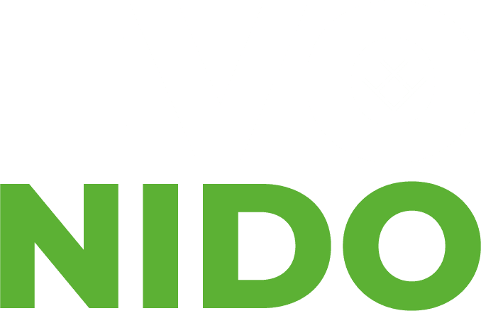 Logo Evo Nido variante blanco con verde